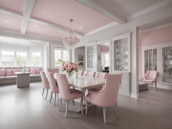 Closeup pink dining room decor