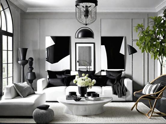 Monochrome living room decor