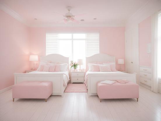 Twin beds pink girly room decor