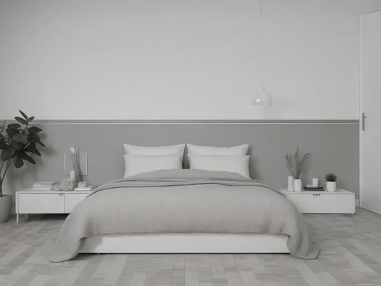 White bed in minimalist room