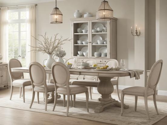 Elegant white French dining set