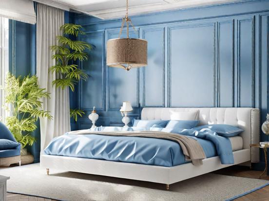 Blue cream bedroom closeup