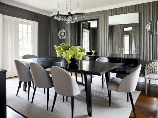 Modern dining room in grey tones