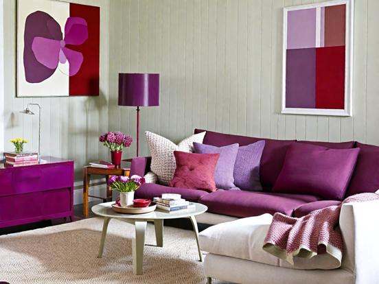 Bright purple living room