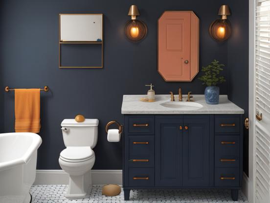 Blue gold bathroom design