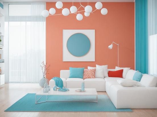 Modern teal orange living room