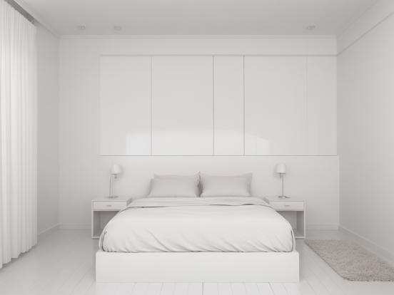 White minimalist bedroom closeup