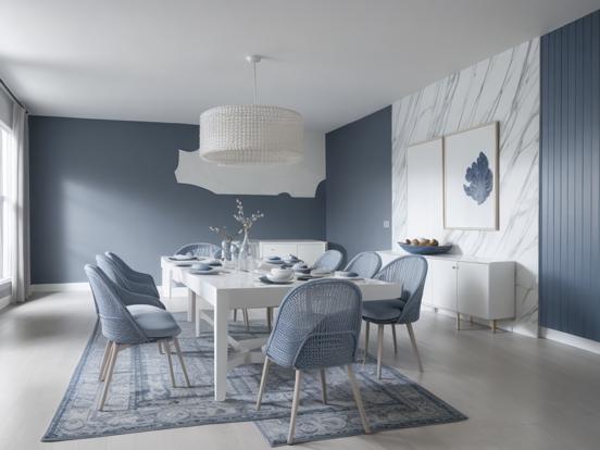 Blue grey dining room closeup