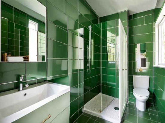 Green tiled bathroom design