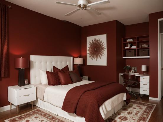 Cozy red-brown bedroom setup