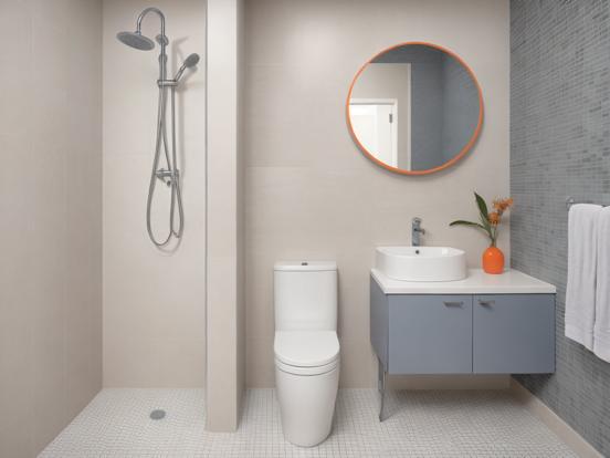 Modern orange white bathroom