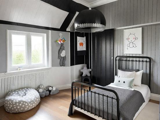 Scandi style child's dark bedroom