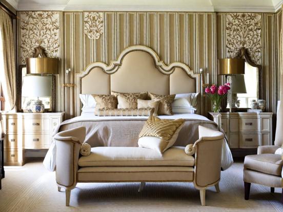 Luxurious gold beige bedroom