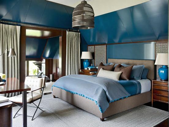 Blue accented serene bedroom