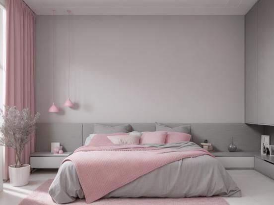 Pink bed closeup in dreamy room