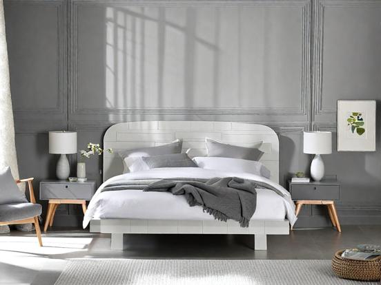 Serene white grey bedroom