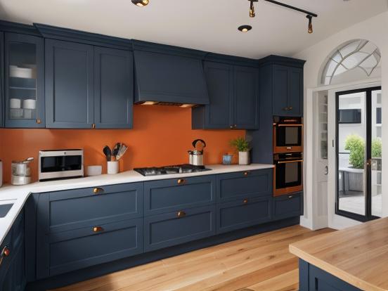 Blue orange luxury kitchen