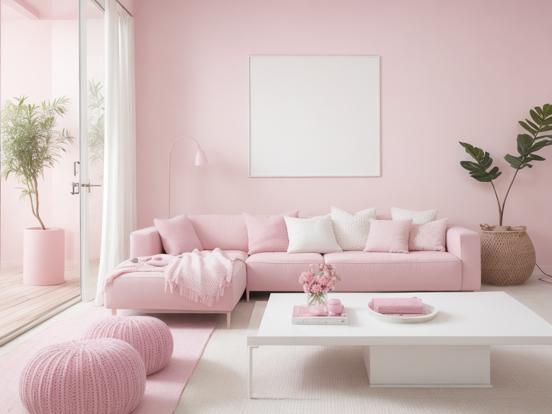 Bright pink cozy living room