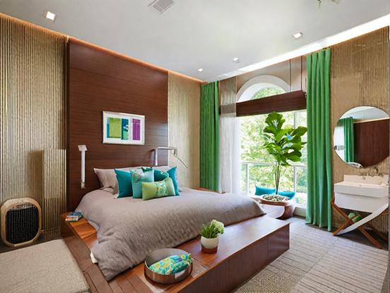 Serene green blue bedroom