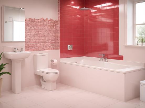 Modern pink red bathroom interior