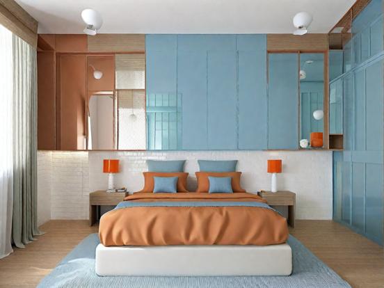 Teal orange bedroom decor