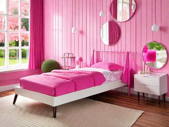 Closeup of girly pink bedroom