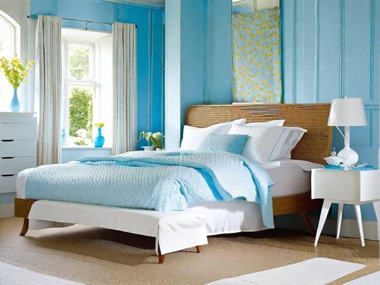 Bright blue bedroom decor