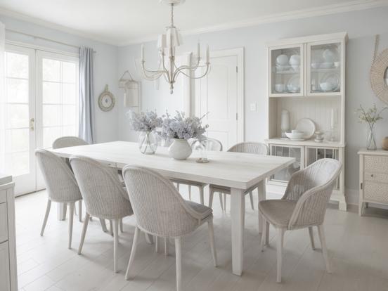 White blue dining table set