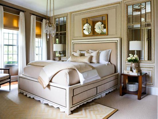 Serene beige gold bedroom