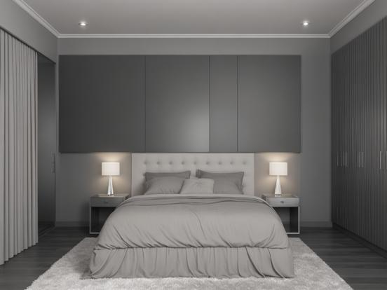 Minimalist grey bedroom setup