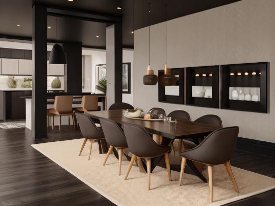 Modern dark dining room setup