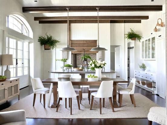 Modern white dining room setup