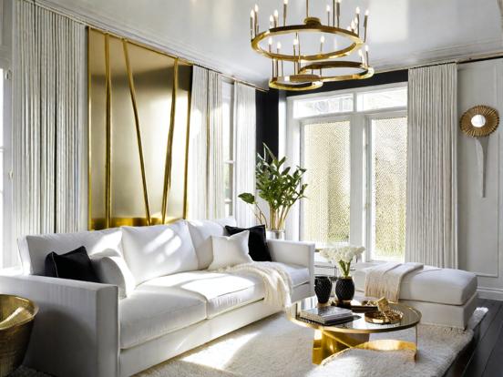 Gold black white luxe livingroom