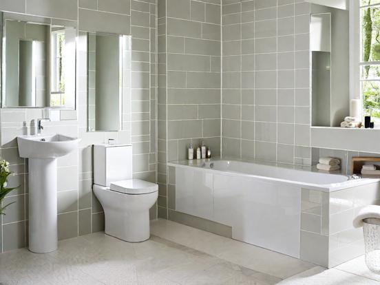 Modern white tiled bathroom