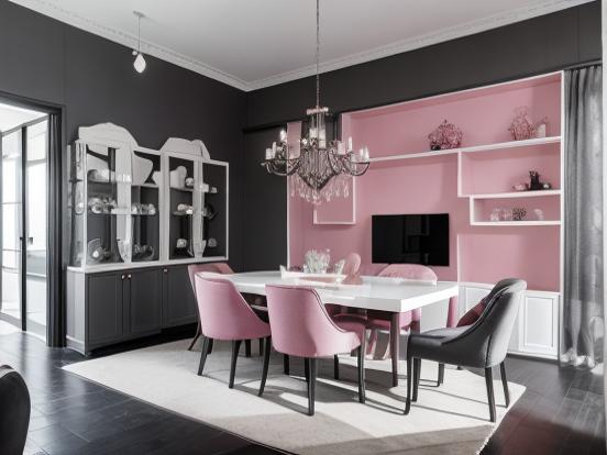 Bright pink dining room setup