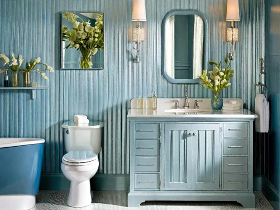 Blue bathroom blue vanity tub