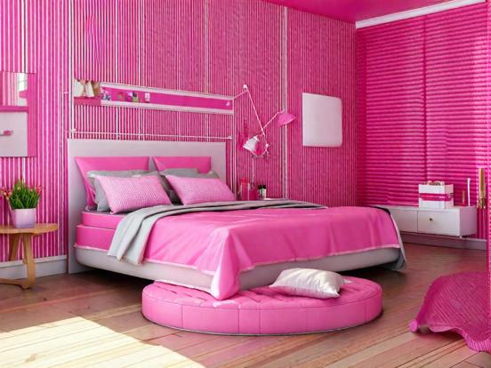 Pink girly bedroom closeup