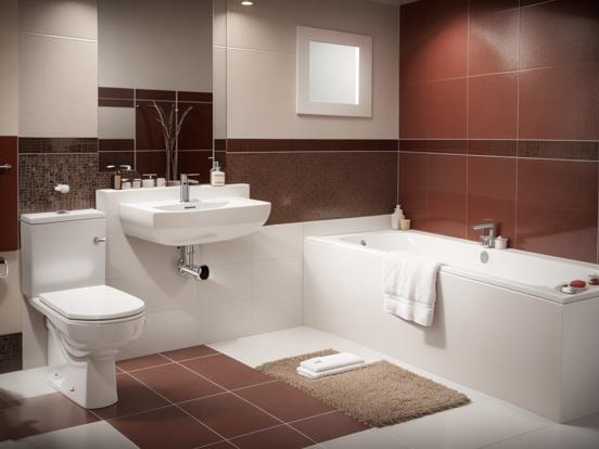 Modern bathroom with red trim