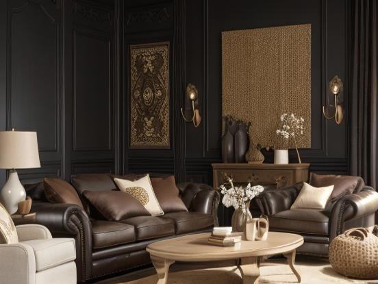 Elegant dark beige living room