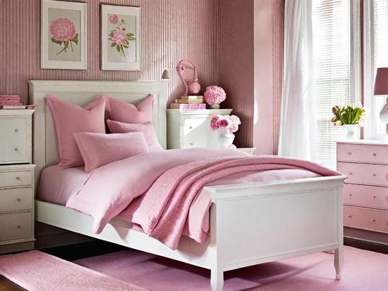 Pink girly bedroom closeup