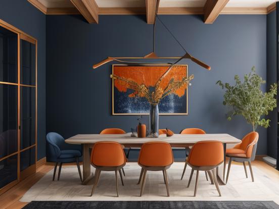 Modern teal orange dining room