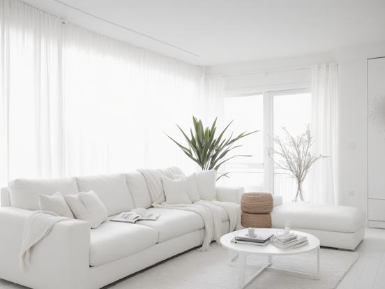 White living room with couch