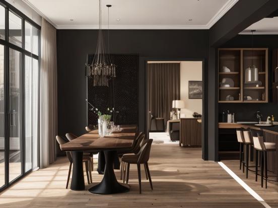 black and brown dining room