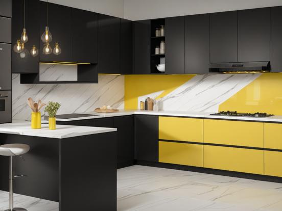 Luxury black yellow kitchen