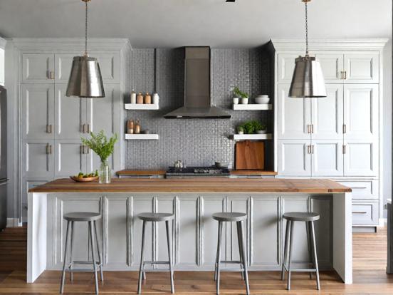 Luxury blue silver kitchen