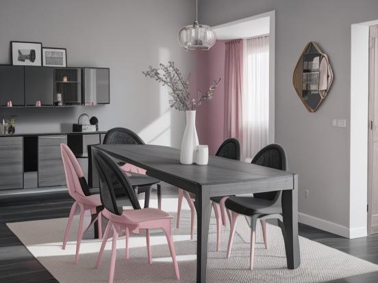 Modern pink grey dining room