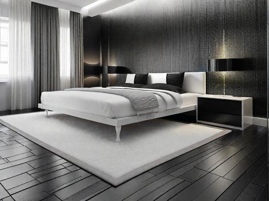 Black white bedroom minimalist