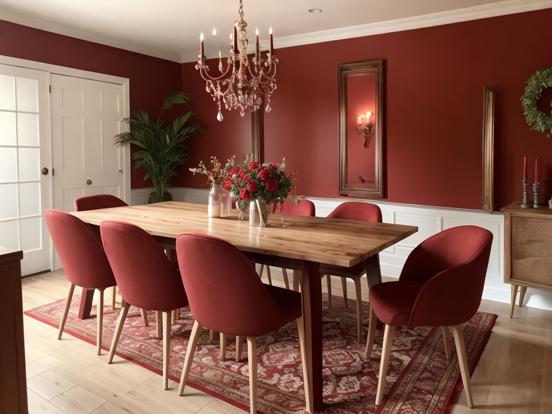 Closeup red dining table set