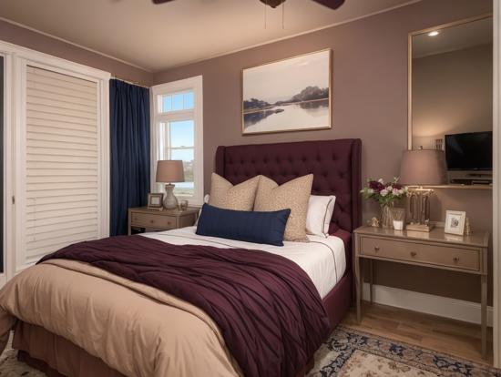 Serene plum bedroom interior