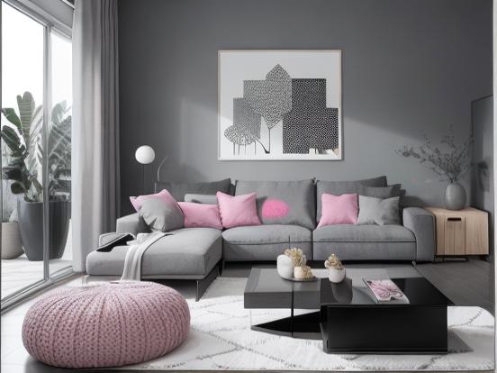 Cozy pink grey living room